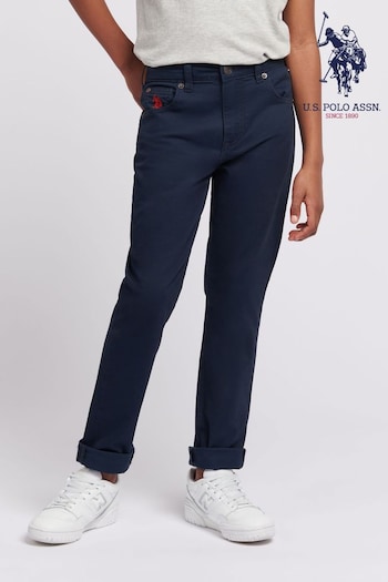 U.S. Polo Assn. Boys Core 5 Pocket Brown stitching Trousers (N95746) | £40 - £48