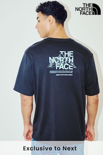 Sandals, Sliders & Flip Flops Navy Mens Mountain Sketch Back Graphic Relaxed T-Shirt (N95775) | £30