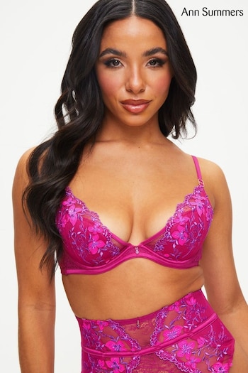 Ann Summers Pink Sumptuous Floral Lace Padded Plunge Bra (N95919) | £36