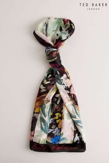 Ted Baker Cattiaa Floral Printed Silk Black Scarf (N95924) | £85
