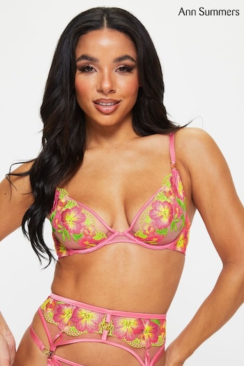 Ann Summers Pink Breeze Embroidered Non Pad Plunge Bra (N95940) | £36