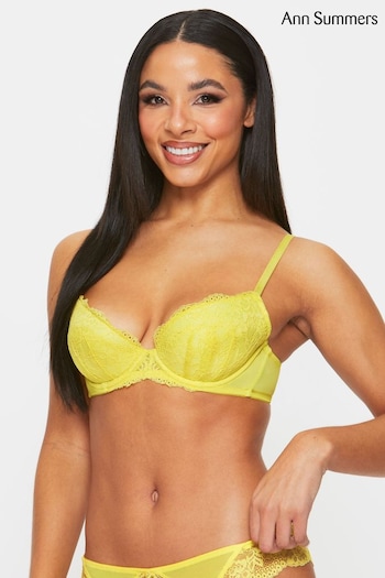 Ann Summers Yellow Sexy Lace Planet Padded Plunge Bra (N95946) | £15