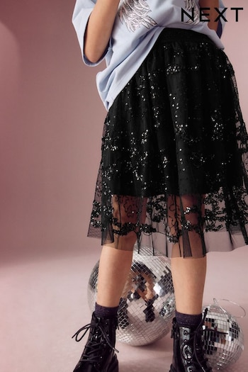 Black Lace Sequin Skirt (3-16yrs) (N96110) | £26 - £31