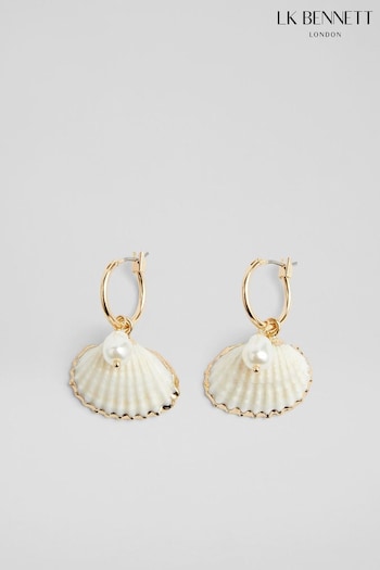 LK Bennett Coral Pearl Embellished Shell Earrings (N96219) | £69