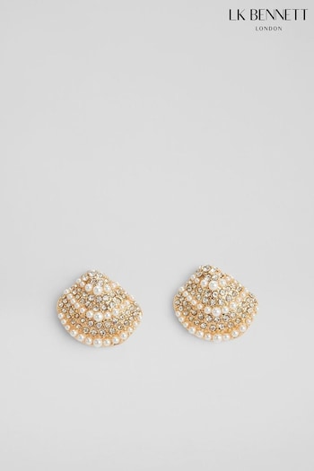 LK Bennett Kaia Pearl And Crystal Shell Earrings (N96237) | £49