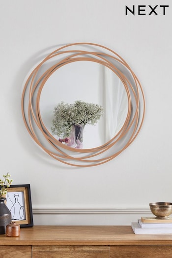 Peach Pink Contemporary 60cm Round Wire Wall Mirror (N96267) | £75
