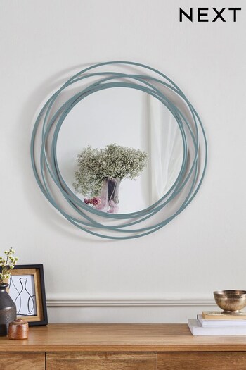 Blue Contemporary 60cm Round Wire Wall Mirror (N96269) | £75