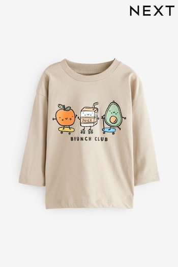 Neutral Brunch Club 100% Cotton Long Sleeve Character T-Shirt (3mths-7yrs) (N96282) | £7 - £9