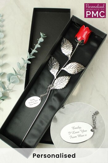 Personalised Silver Plated Red Rose by PMC (N96345) | £22