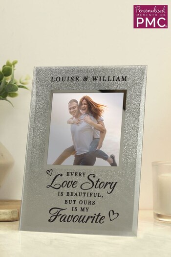 Personalised Love Story 4x4 Glitter Glass Photo Frame by PMC (N96353) | £15