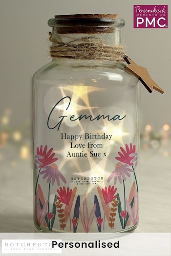 Personalised Wild Flower LED Glass Jar by PMC (N96402) | £18