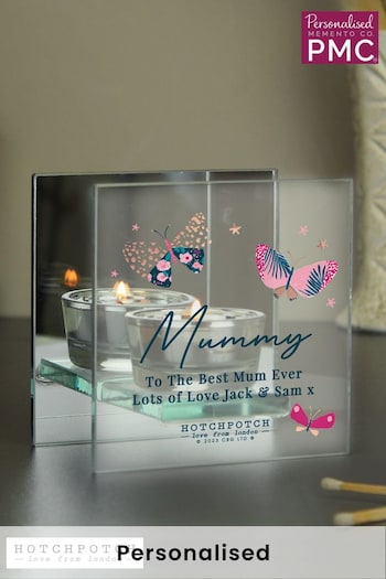 Personalised Butterfly Mirrored Tealight Holder by PMC (N96405) | £15