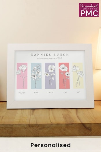 Personalised Flower Of The Month Family  A4 Framed Print by PMC (N96406) | £18