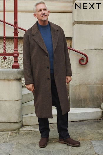 Brown Soft Touch Relaxed Epsom Wool Overcoat (N96498) | £119