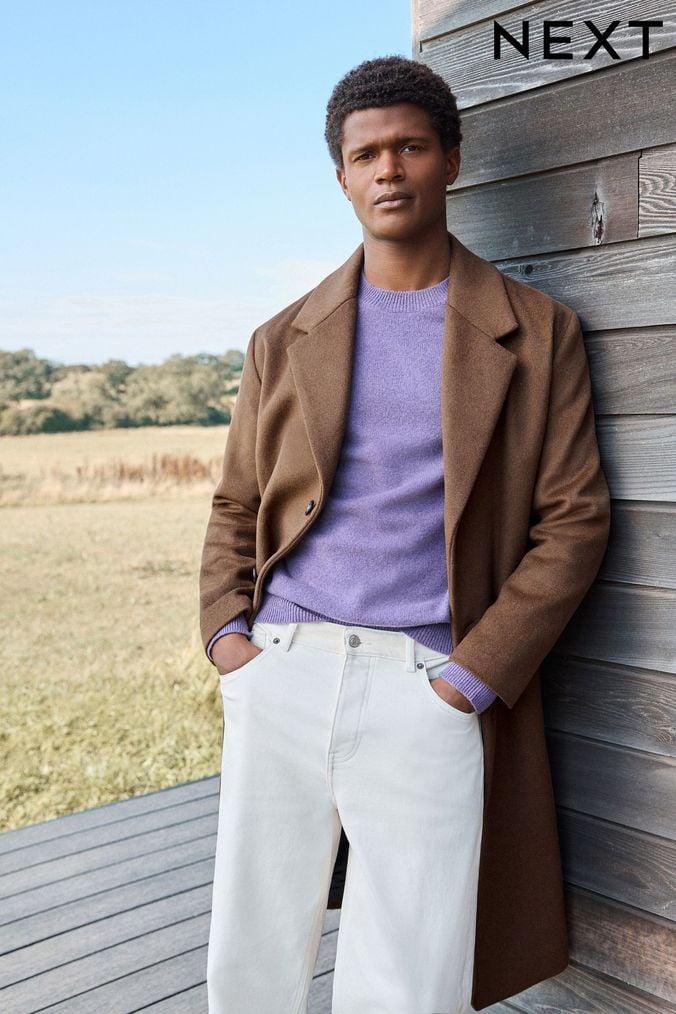 Mens cream wool overcoat outlet