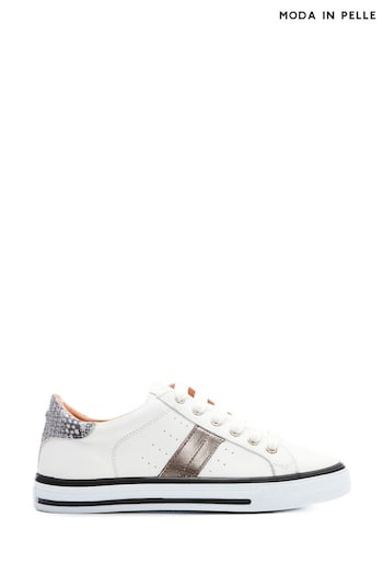 Moda in Pelle Alberry Side Stripe Lace-Up White Trainers (N96520) | £109