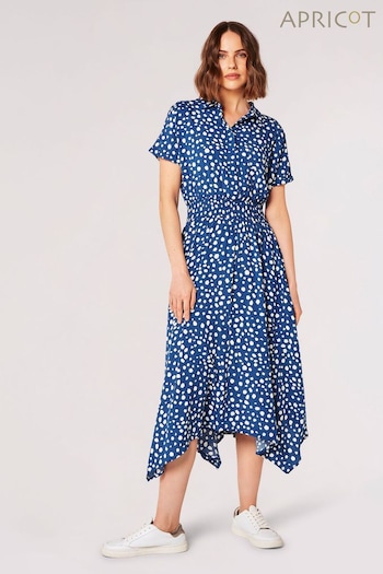 Apricot Blue Painterly Dot Smock Midi Dress (N96555) | £35