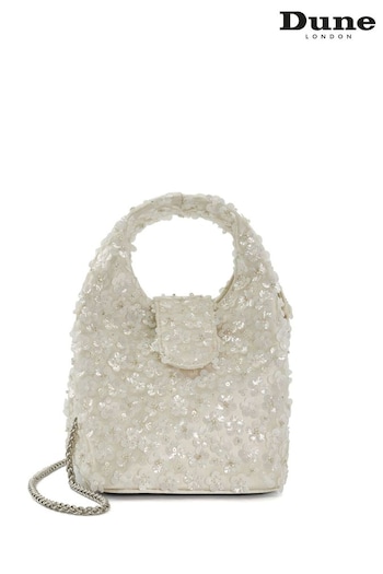 Dune London Cream Bouquette Bridal Floral Trim Grab Bag crochet (N96564) | £95