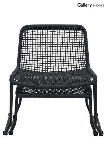 Gallery Home Black Creston Garden Lounge Chair with Footstool (N96605) | £245