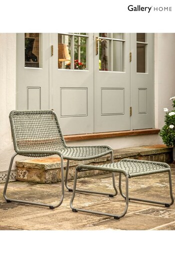 Gallery Home Green Creston Garden Lounge Chair with Footstool (N96612) | £245