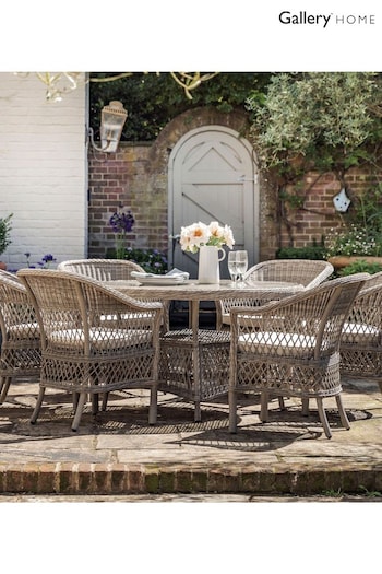 Gallery Home Natural Rahan Garden 6 Seater Round Dining Set (N96613) | £1,350
