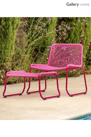 Gallery Home Pink Creston Garden Lounge Chair with Footstool (N96627) | £245
