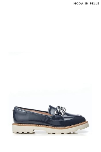 Moda in Pelle Blue Evella Chunky Loafers With Chunky Chain Trim (N96632) | £89