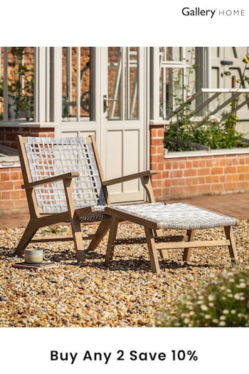 Gallery Home Natural Chelen Garden Lounge Chair with Footstool (N96635) | £175