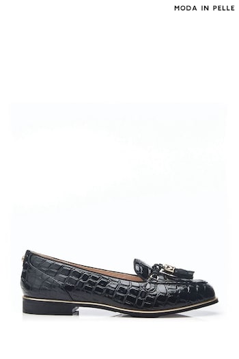 Moda in Pelle Evvaa Flat Slip on Tassle Barrel Loafers (N96639) | £49