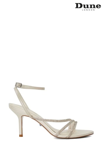 Dune London Cream Midsummers Bridal Diamanté Strap Sandals (N96650) | £155