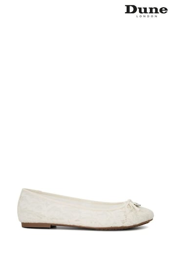 Dune London Cream Heartstring Bridal Lace Ballet Flat Shoes (N96652) | £80