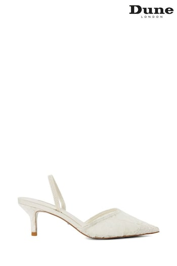 Dune London Cream Compassion Bridal Lace Slingback Kitten Heels (N96654) | £110