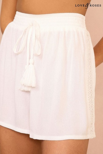 Love & Roses White Elasticated Trim Detail Shortss (N96681) | £29