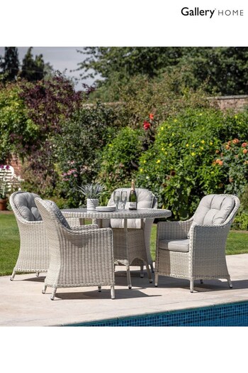 Gallery Home Natural Carbella Garden 4 Seater Round Dining Set (N96683) | £1,350