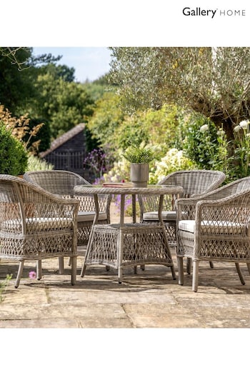 Gallery Home Natural Menton 4 Seater Round Garden Dining Set (N96695) | £1,050