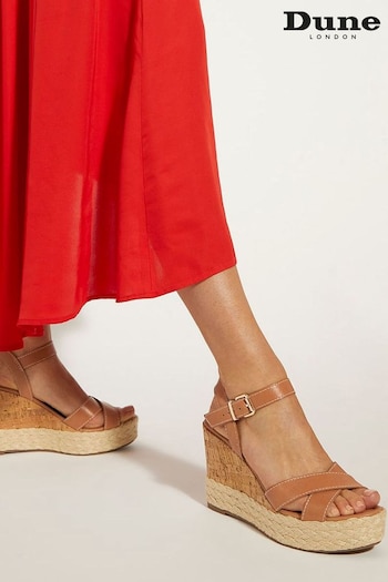 Dune London Natural Kindest Cross Strap Wedge Sandals (N96717) | £95