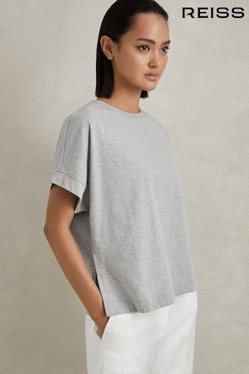 Reiss Grey Marl Lois Cotton Crew Neck T-Shirt (N96795) | £38