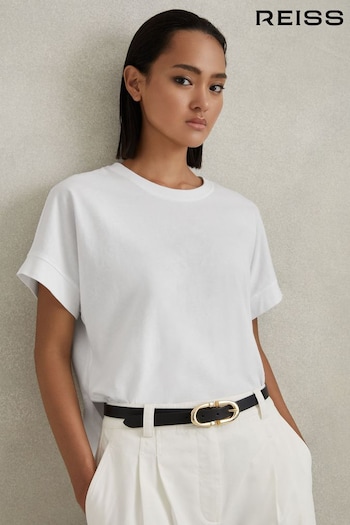 Reiss White Lois Cotton Crew Neck T-Shirt (N96797) | £38