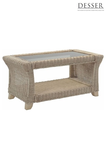 Desser Natural Clifton Natural Rattan Conservatory Glass Top Coffee Table (N96838) | £240