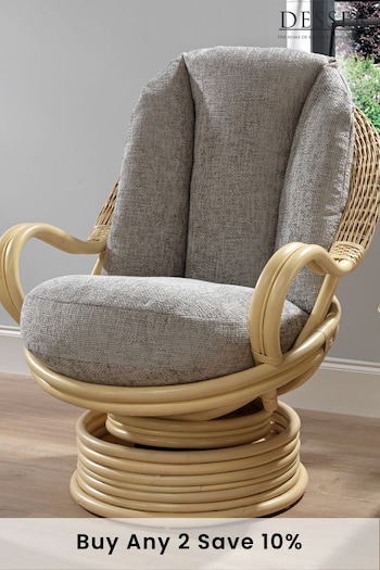 Desser Jubilee Grey Arlington Natural Rattan Conservatory Swivel Rocker Chair (N96841) | £535