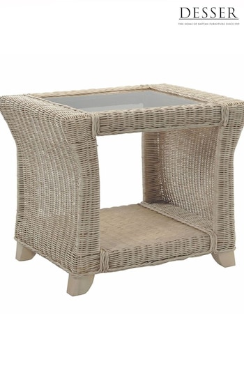 Desser Natural Clifton Natural Rattan Conservatory Glass Top Side Table (N96852) | £225