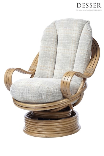 Desser Grey Athena Check Turin Light Oak Conservatory 360 Conservatory Swivel Rocking Chair (N96865) | £575