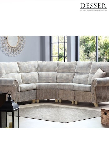 Desser Grey Athena Check Large Clifton Rattan Conservatory Curved Sofa (N96867) | £2,100