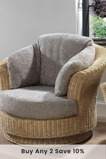 Desser Jubilee Grey Arlington Natural Rattan Conservatory 360 Swivel Chair (N96888) | £600