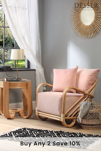 Desser Arch Natural Rattan Chair In Velvet Blush (N96915) | £495