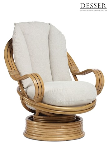 Desser Jasper Beige Cream Bali Light Oak Swivel Conservatory Rocker Chair (N96922) | £560