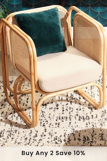 Desser Bouclé Plain Iconic Wicker Rattan Chair (N96941) | £450