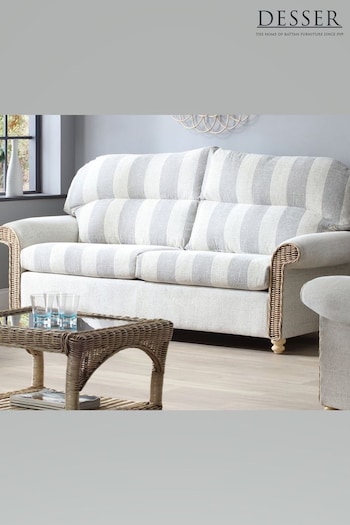 Desser Grey Athena Stripe Samford Conservatory 3 Seater Pillow Back Sofa (N96958) | £1,150