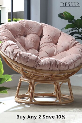 Desser Velvet Blush Papasan Wicker Rattan Chair (N96992) | £350