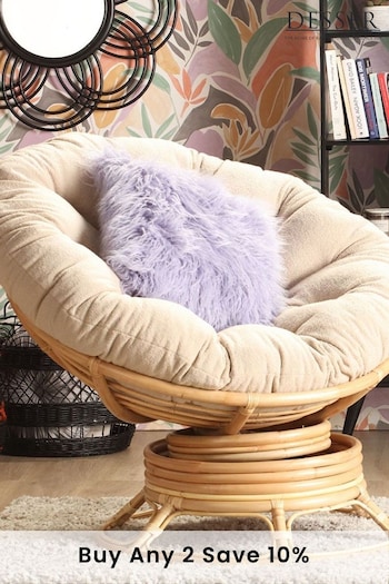Desser Bouclé Plain Swivel Papasan Chair With Latte Fabric (N97021) | £450